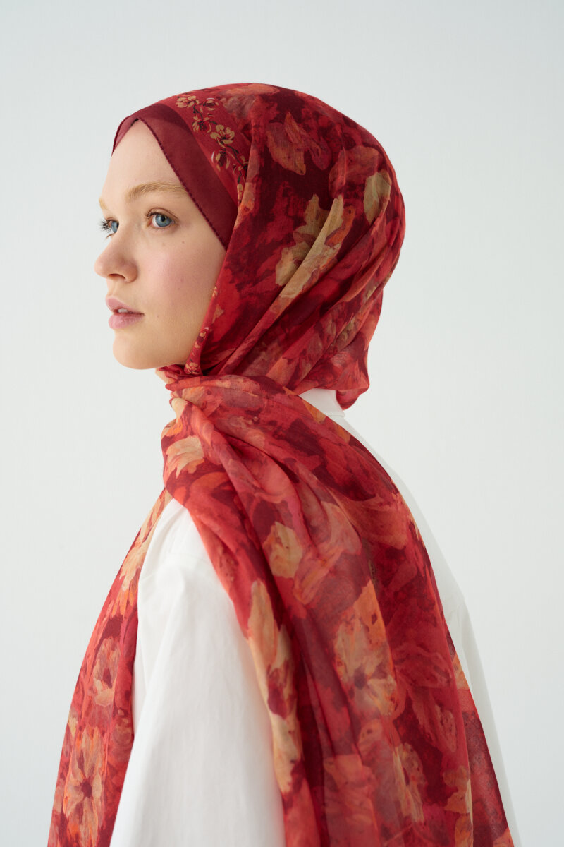 Petra Soft Pamuk Şal - Nar Çiçeği - 4
