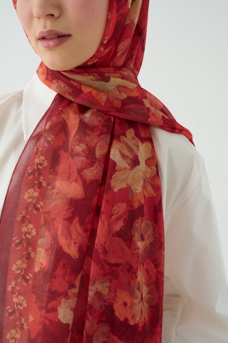 Petra Soft Pamuk Şal - Nar Çiçeği - 3