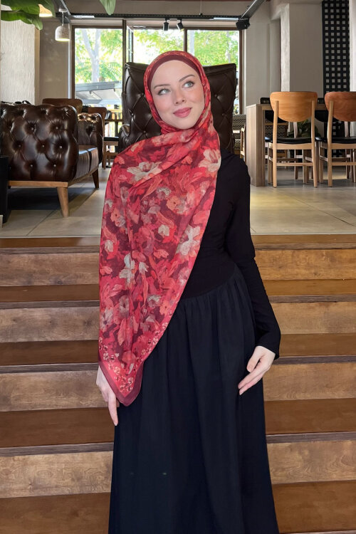 Petra Soft Pamuk Şal - Nar Çiçeği 