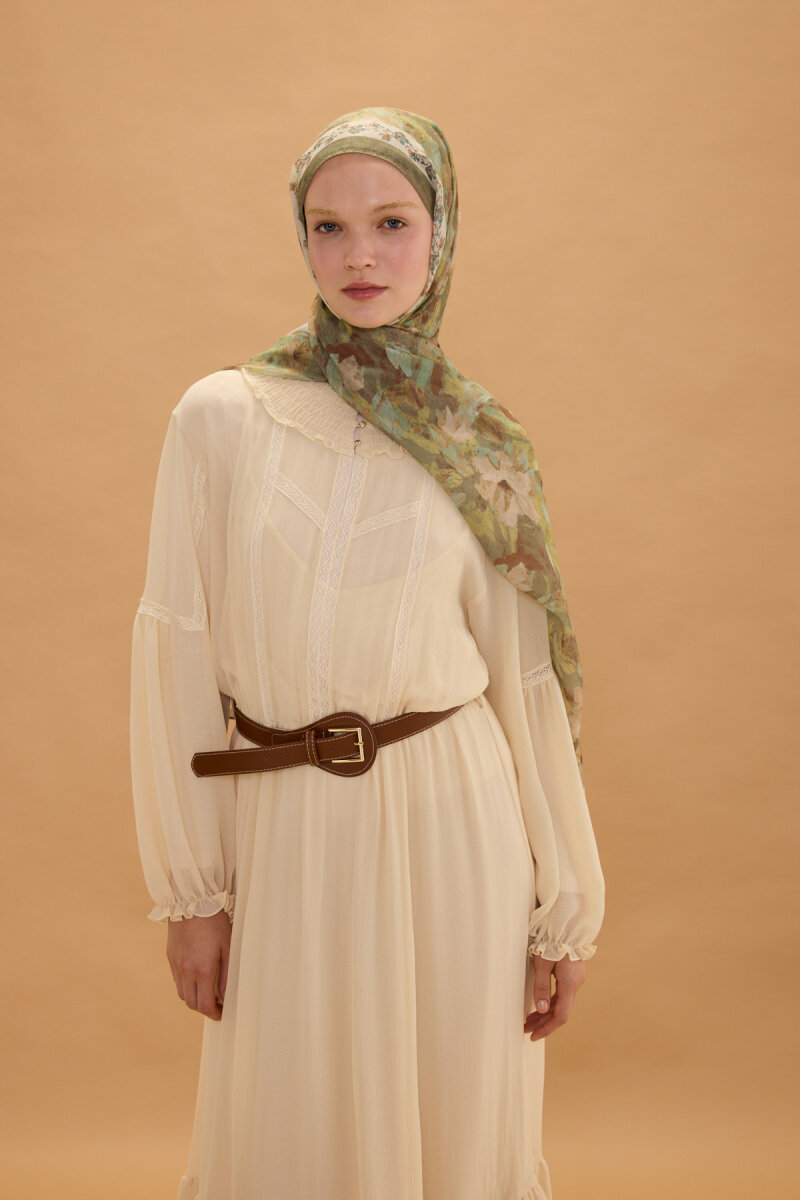 Petra Soft Pamuk Şal - Olive - 1