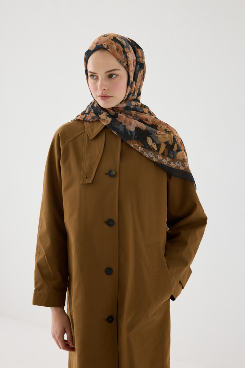 Petra Soft Pamuk Şal - Siyah Bej - 1