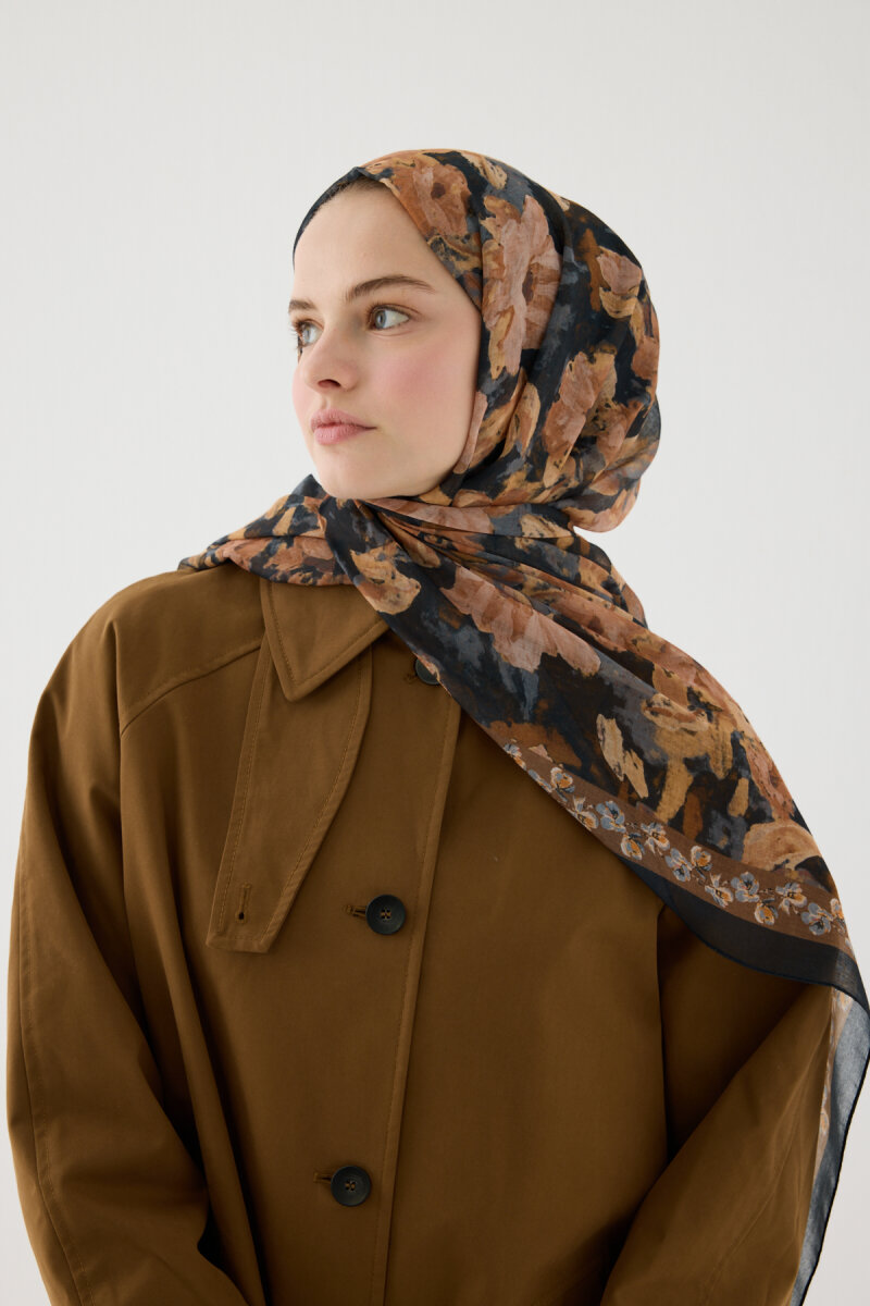 Petra Soft Pamuk Şal - Siyah Bej - 3