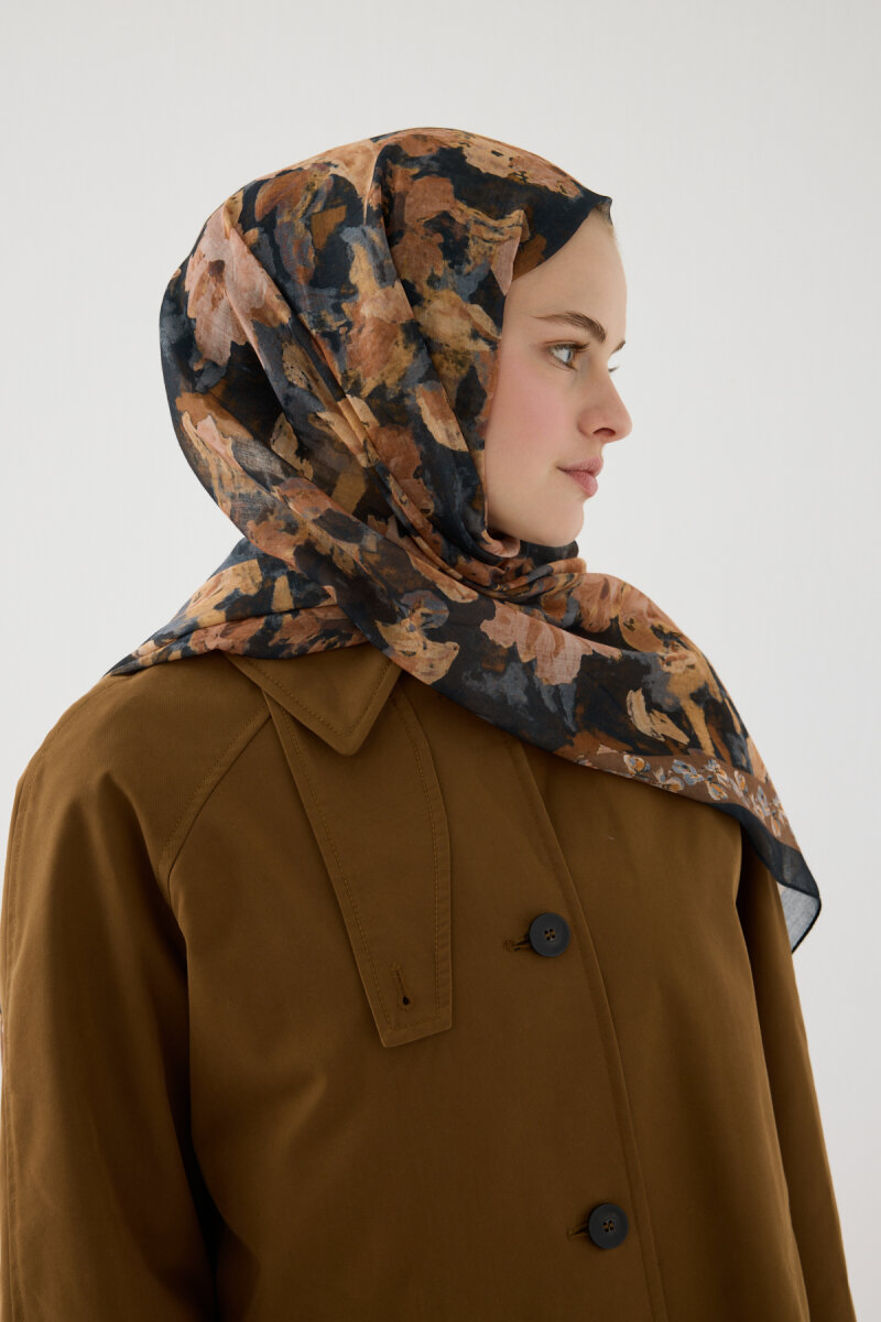 Petra Soft Pamuk Şal - Siyah Bej - 4