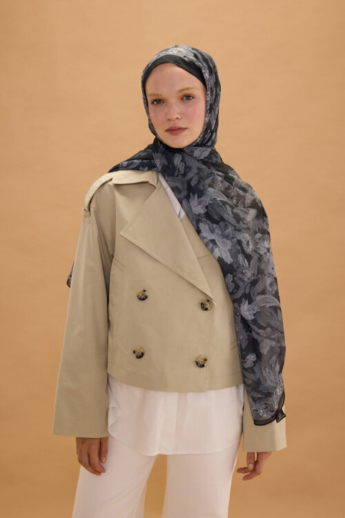 Petra Soft Pamuk Şal - Siyah - Camellia Scarfs