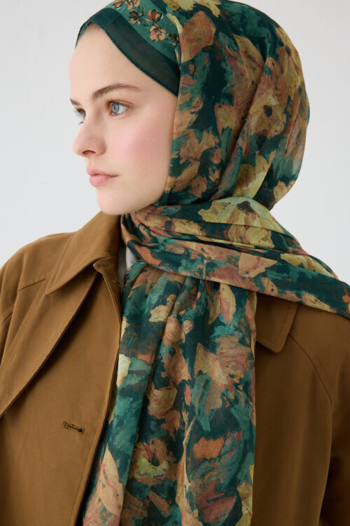 Petra Soft Pamuk Şal - Zümrüt Yeşili - Camellia Scarfs (1)