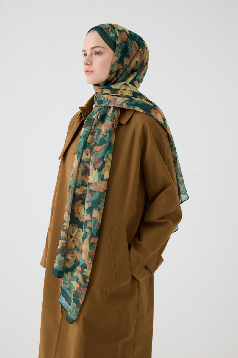 Petra Soft Pamuk Şal - Zümrüt Yeşili - 3