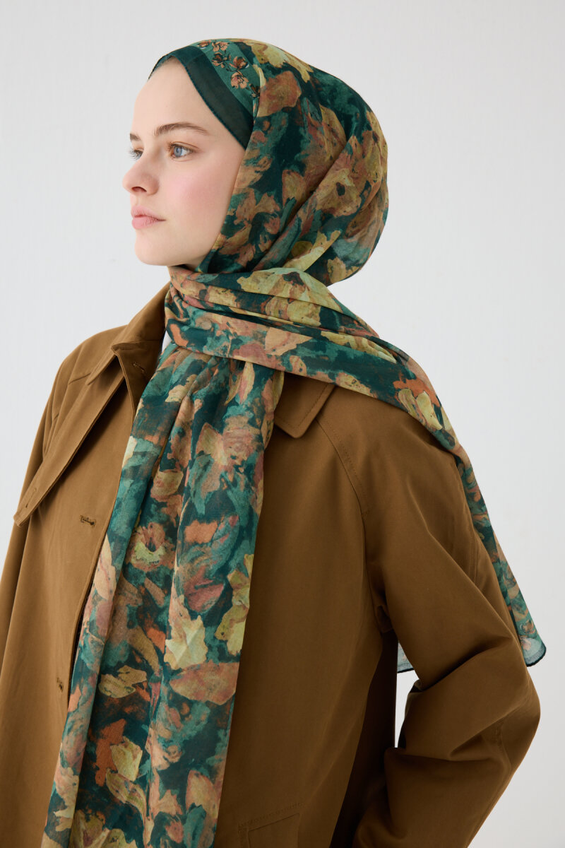 Petra Soft Pamuk Şal - Zümrüt Yeşili - 4