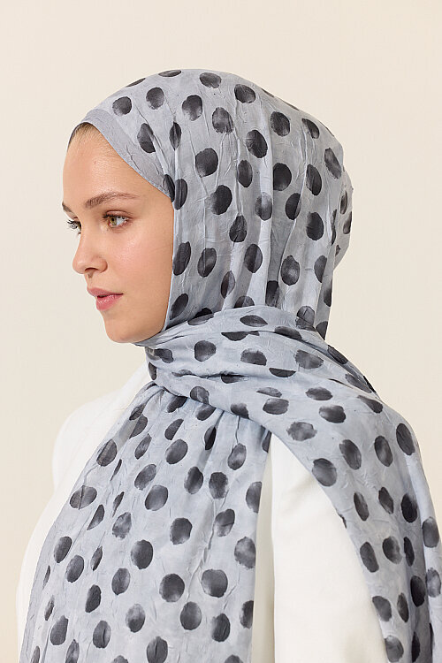 Polka Kraş Şal - Gri - Camellia Scarfs (1)