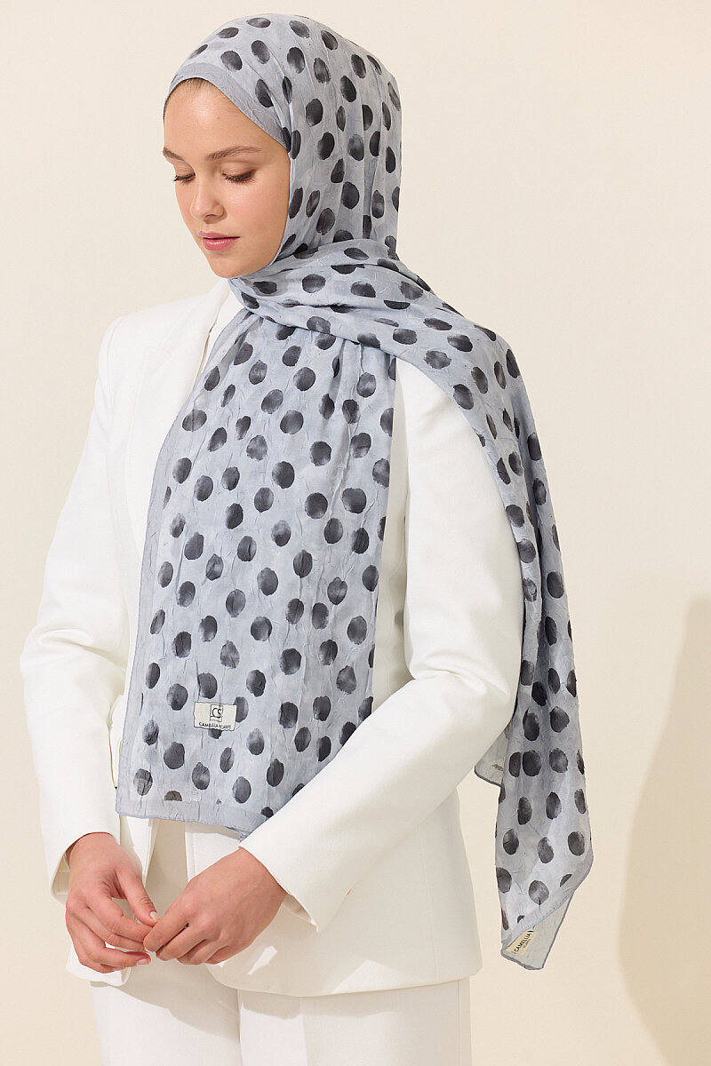 Polka Kraş Şal - Gri - 3