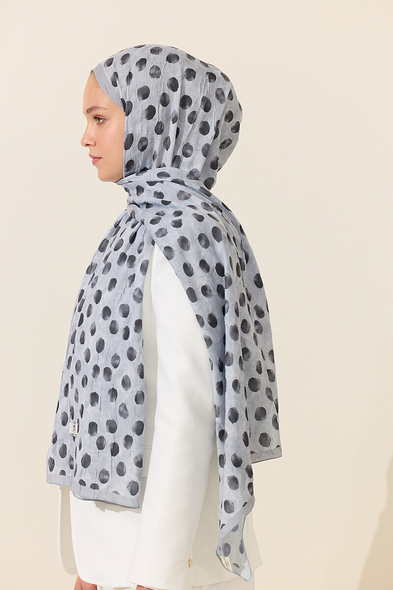 Polka Kraş Şal - Gri - 4