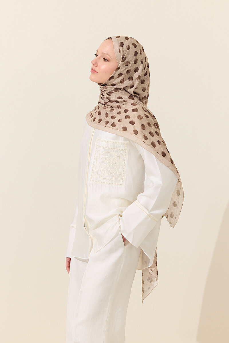 Polka Kraş Şal - Kum - 3