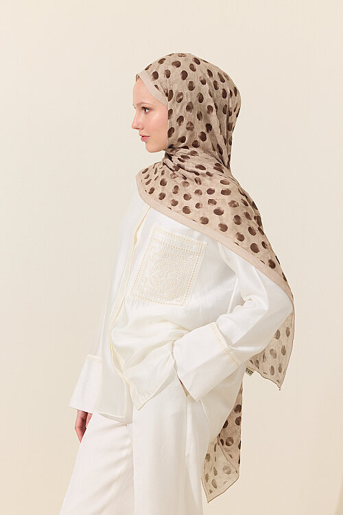 Polka Kraş Şal - Kum - Camellia Scarfs (1)