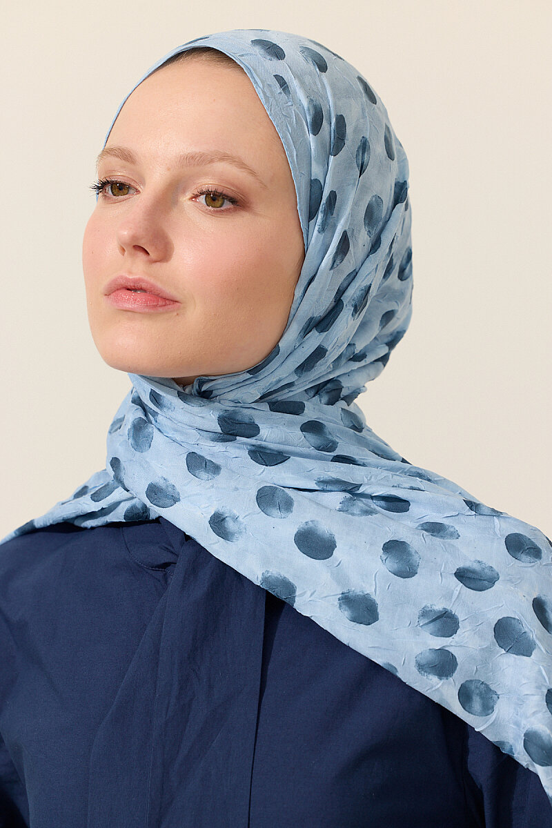 Polka Kraş Şal - Mavi - 3
