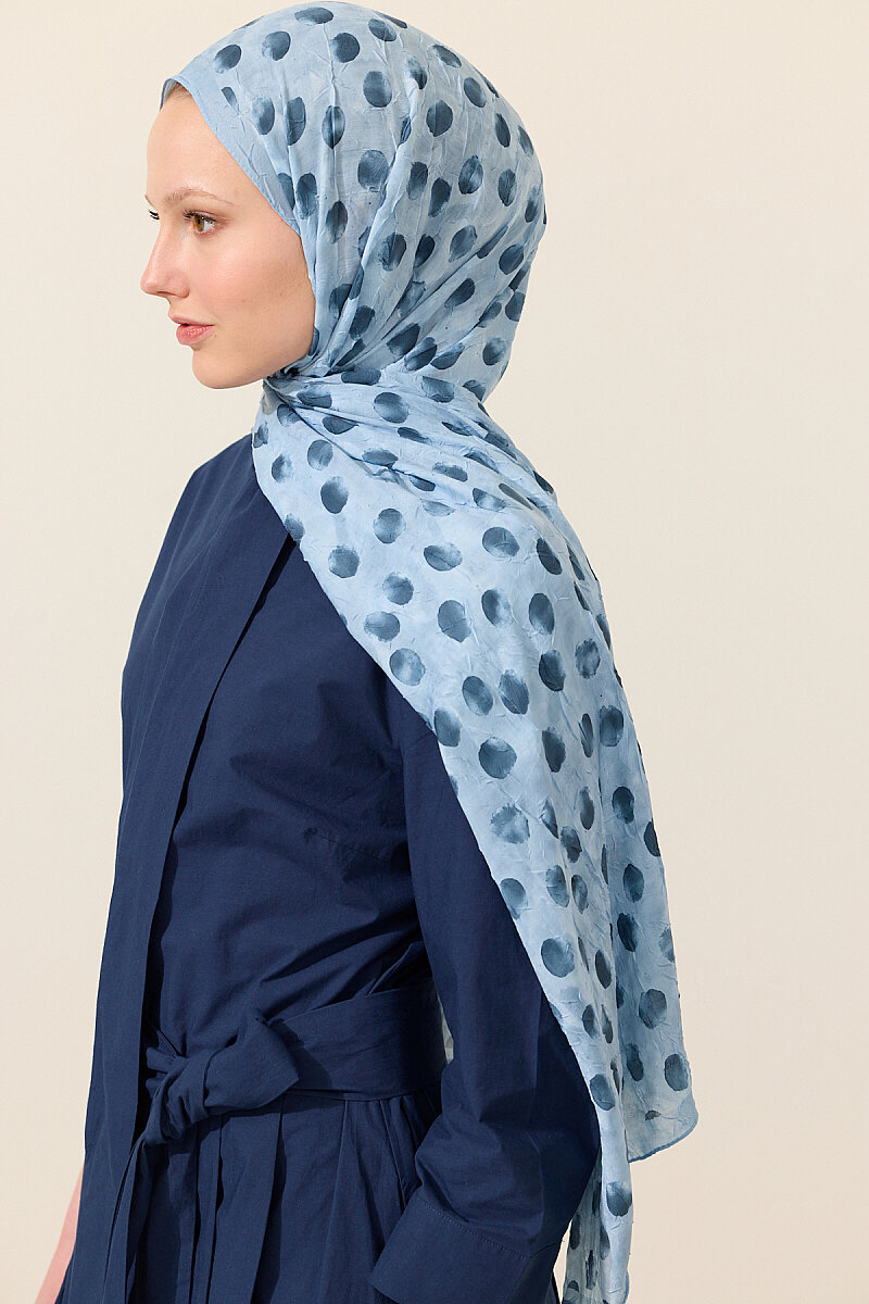 Polka Kraş Şal - Mavi - 4