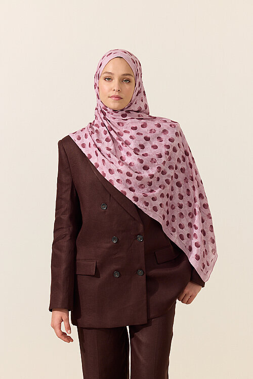 Polka Kraş Şal - Pembe - Camellia Scarfs