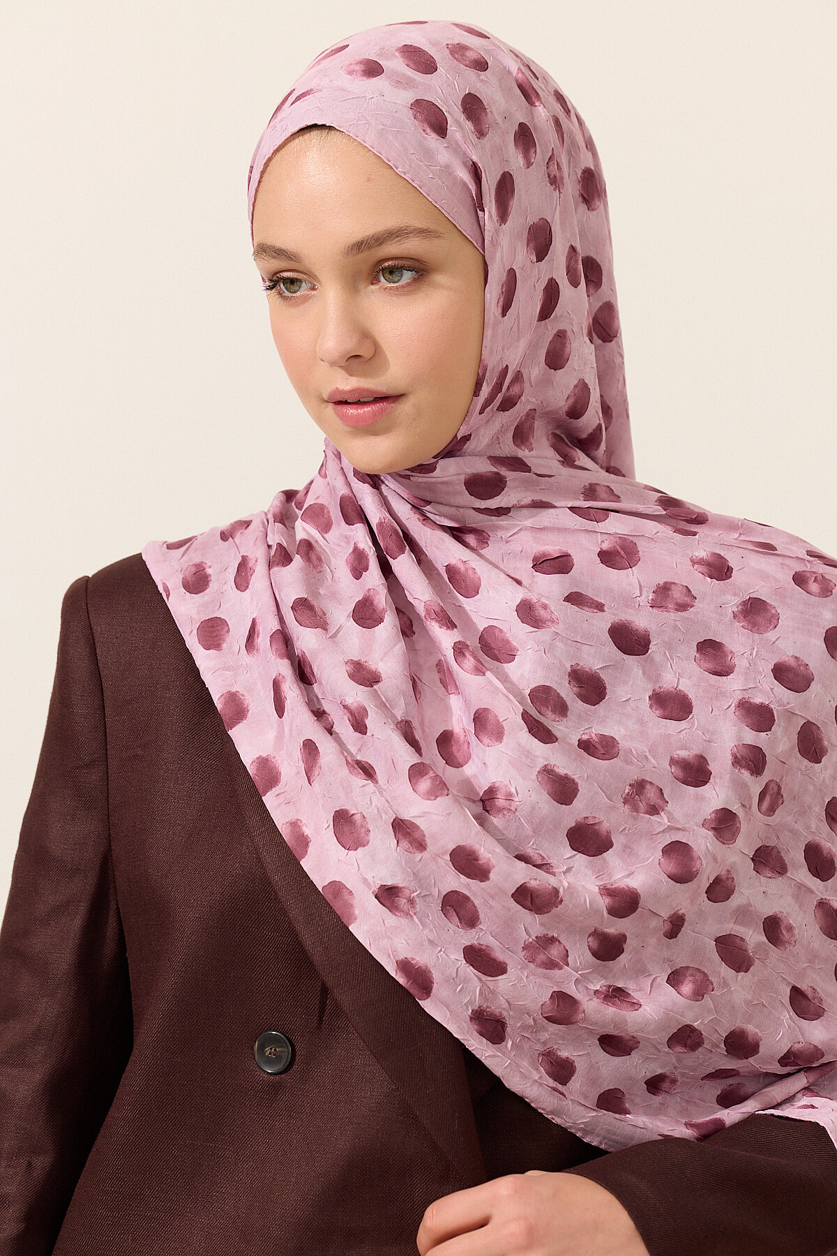 Polka Kraş Şal - Pembe - Camellia Scarfs (1)