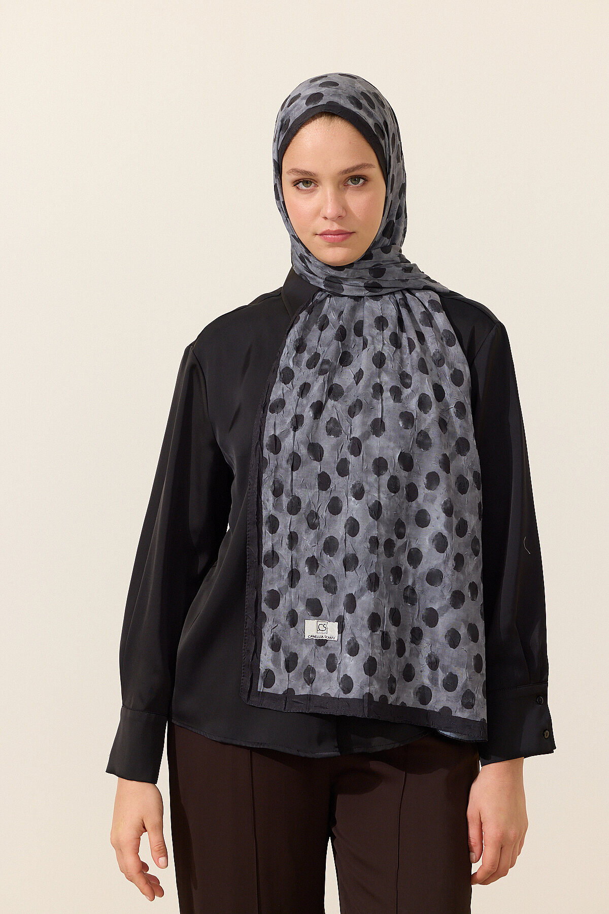 Polka Kraş Şal - Siyah - Camellia Scarfs