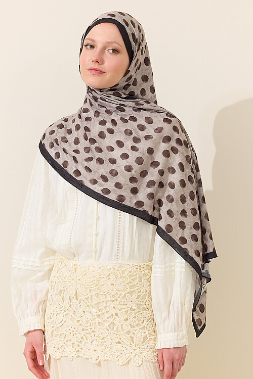 Polka Kraş Şal - Siyah Vizon - Camellia Scarfs (1)