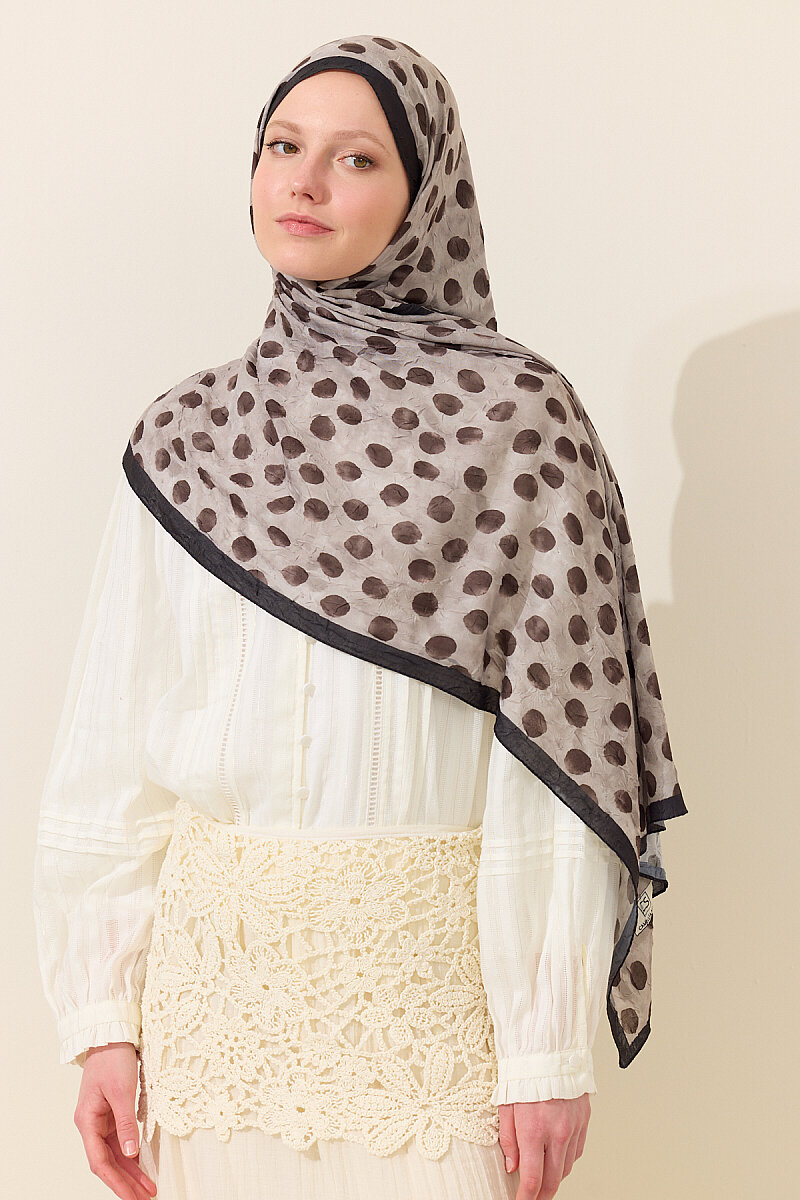 Polka Kraş Şal - Siyah Vizon - 2