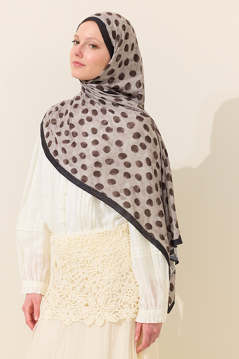 Polka Kraş Şal - Siyah Vizon - 3
