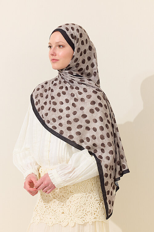 Polka Kraş Şal - Siyah Vizon - Camellia Scarfs