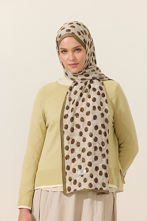 Polka Kraş Şal - Yeşil - Camellia Scarfs (1)