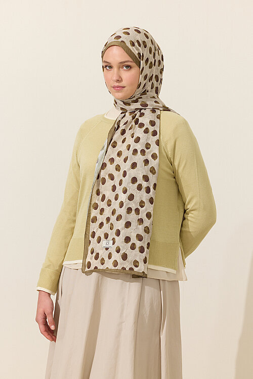 Polka Kraş Şal - Yeşil - Camellia Scarfs