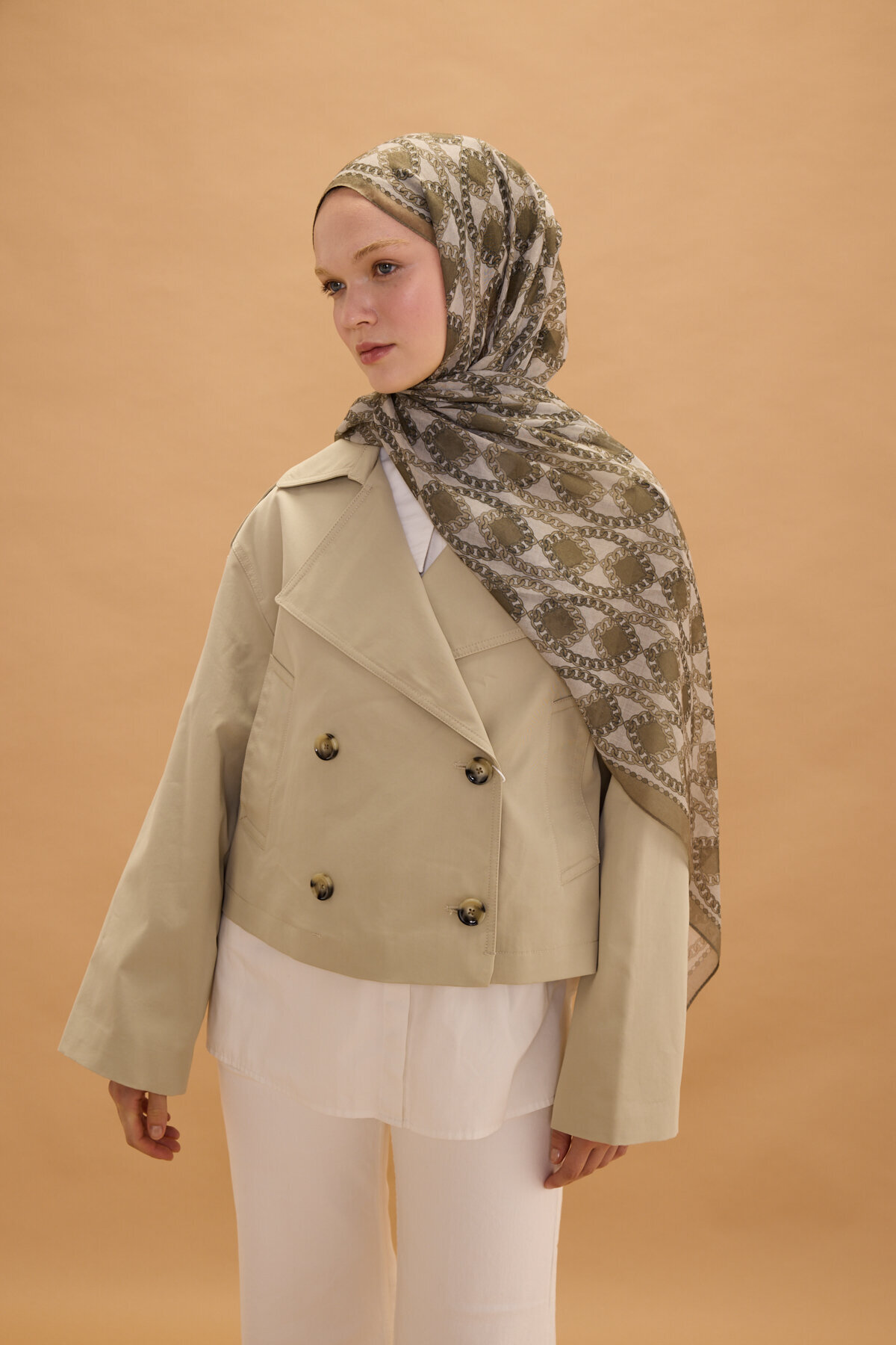 Prag Soft Pamuk Şal - Haki - Camellia Scarfs