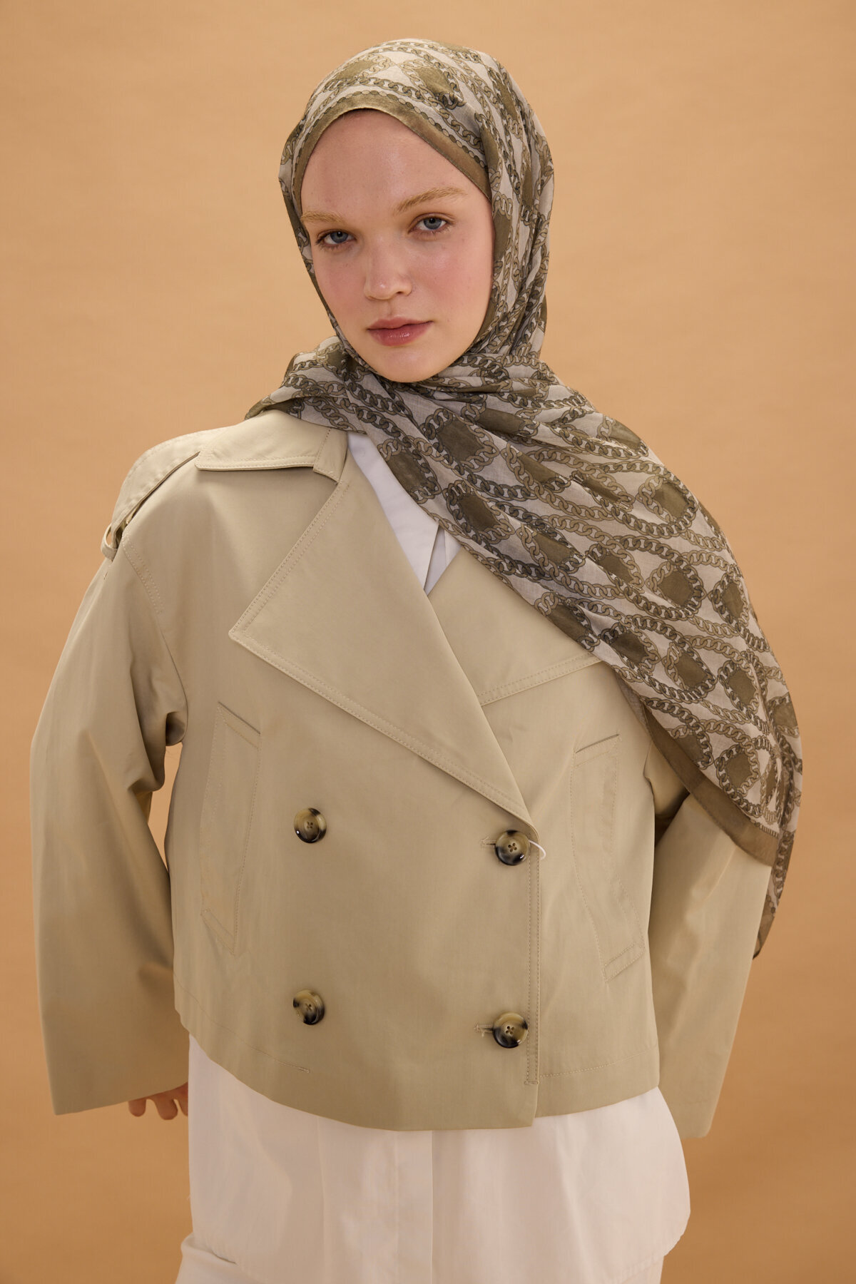 Prag Soft Pamuk Şal - Haki - Camellia Scarfs (1)