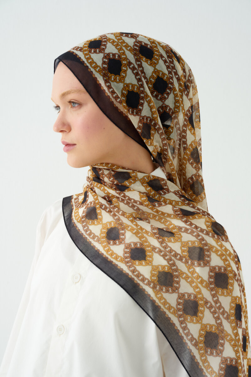 Prag Rami Şal - Siyah Bej - 3