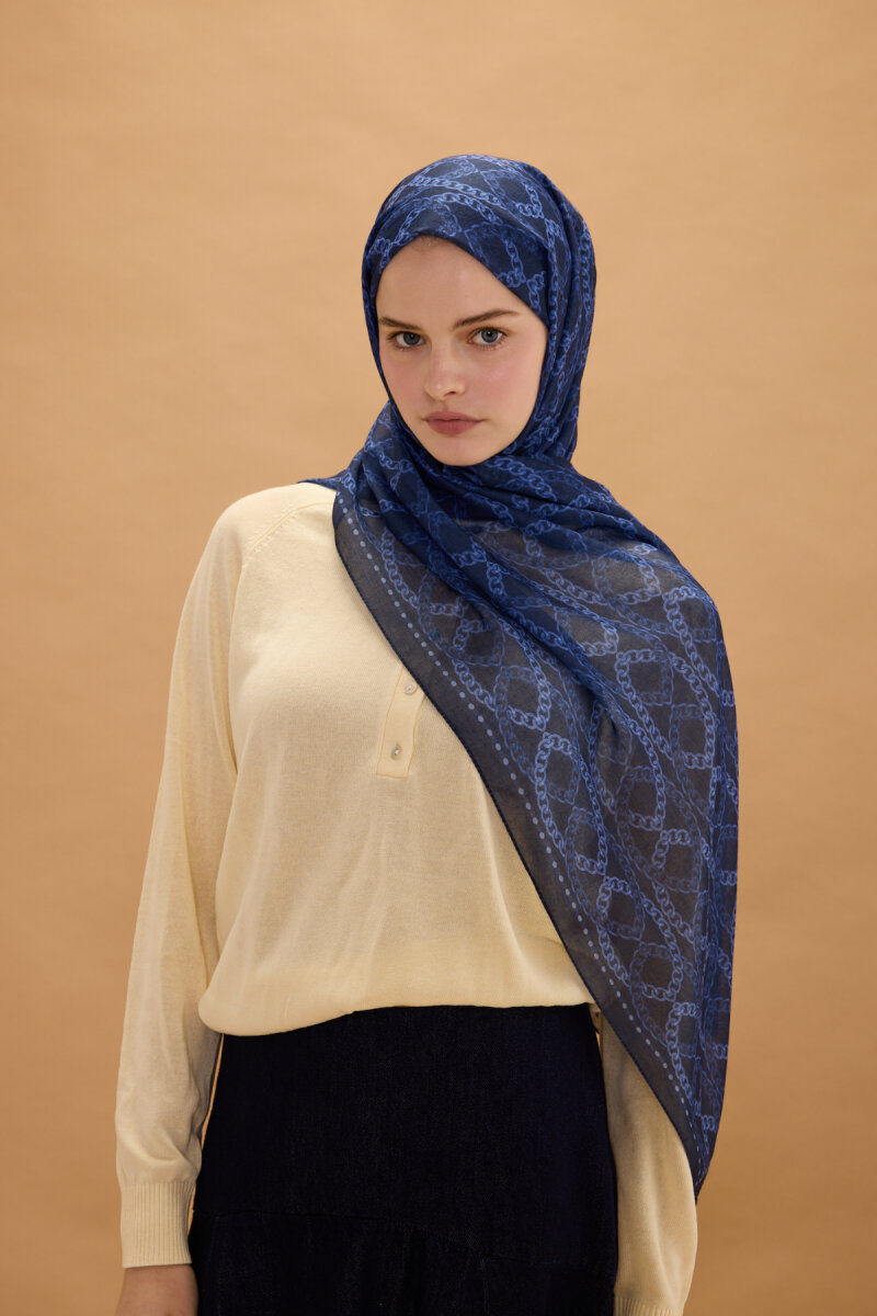 Prag Rami Şal - Lacivert - 3