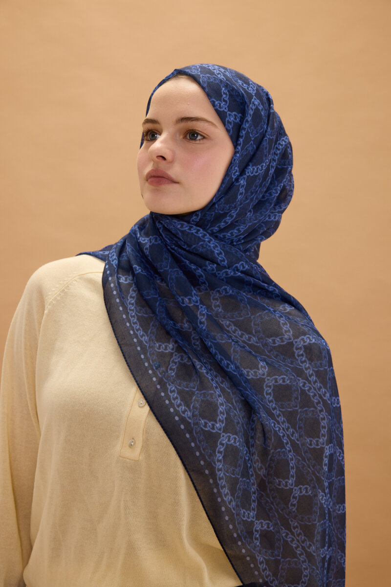 Prag Rami Şal - Lacivert - 4