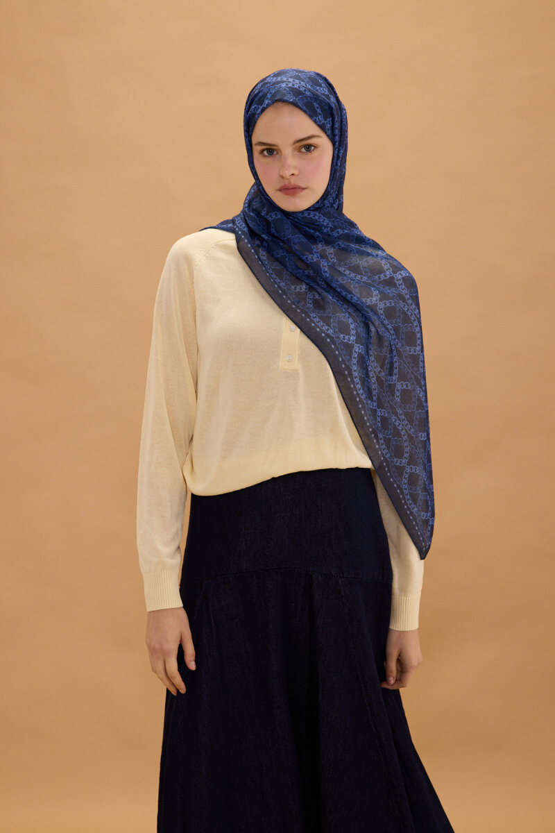 Prag Rami Şal - Lacivert - 1