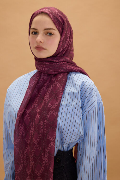 Prag Rami Şal - Mürdüm - Camellia Scarfs (1)