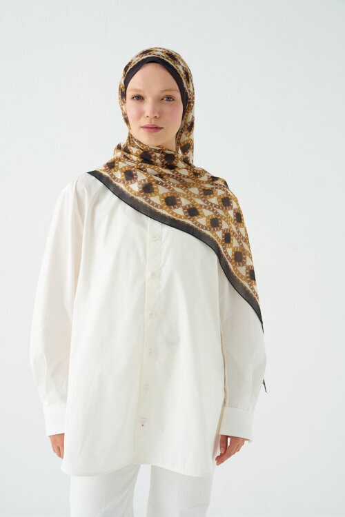 Prag Rami Şal - Siyah Bej 