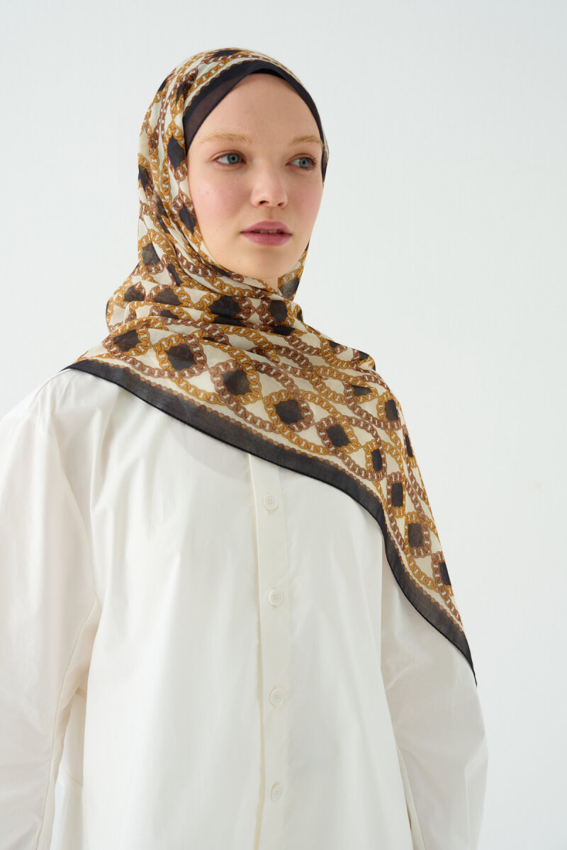 Prag Rami Şal - Siyah Bej - 3