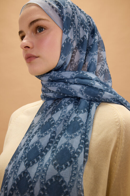 Prag Rami Şal - Soğuk Mavi - Camellia Scarfs (1)