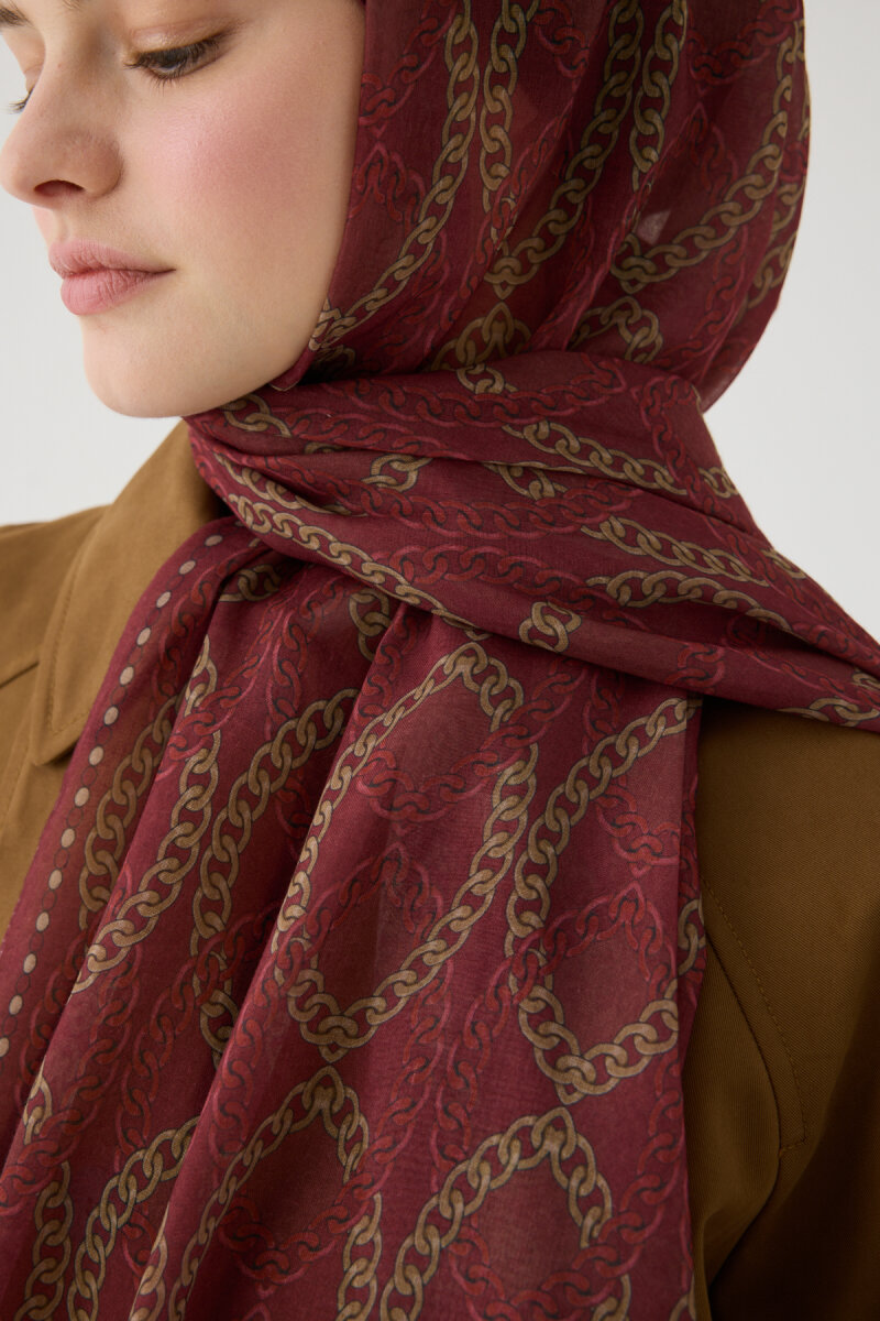 Prag Soft Pamuk Şal - Bordo - 4