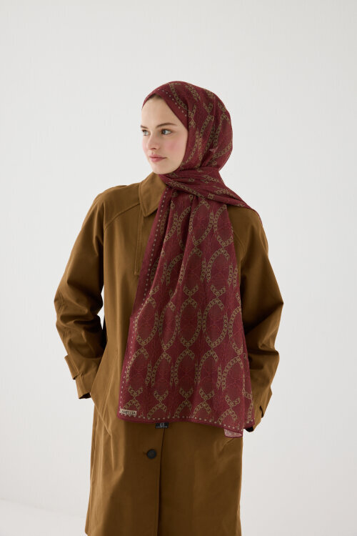 Prag Soft Pamuk Şal - Bordo 