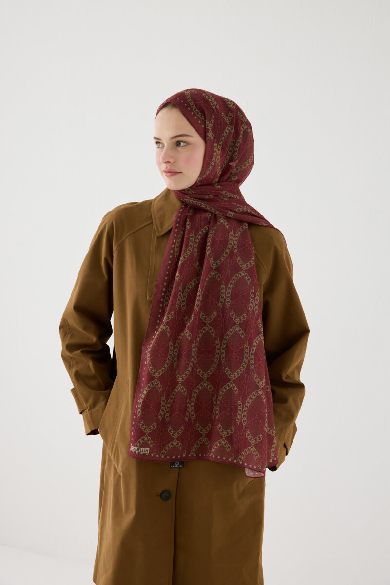 Prag Soft Pamuk Şal - Bordo - 1