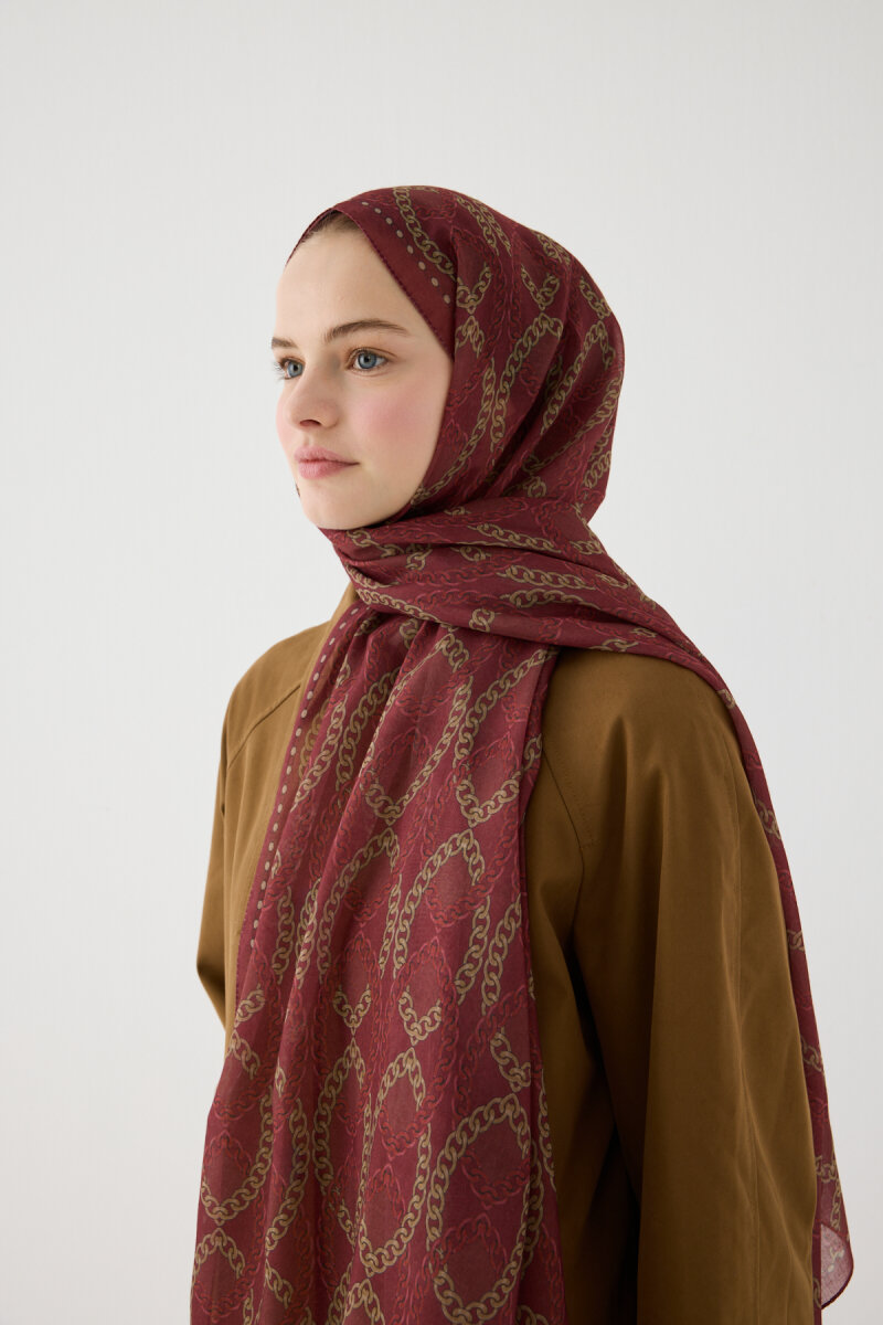 Prag Soft Pamuk Şal - Bordo - 3