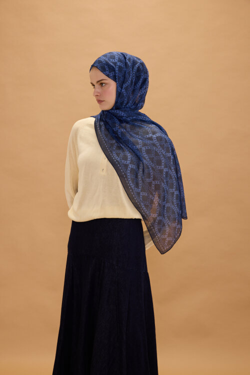 Prag Soft Pamuk Şal - Lacivert - Camellia Scarfs (1)