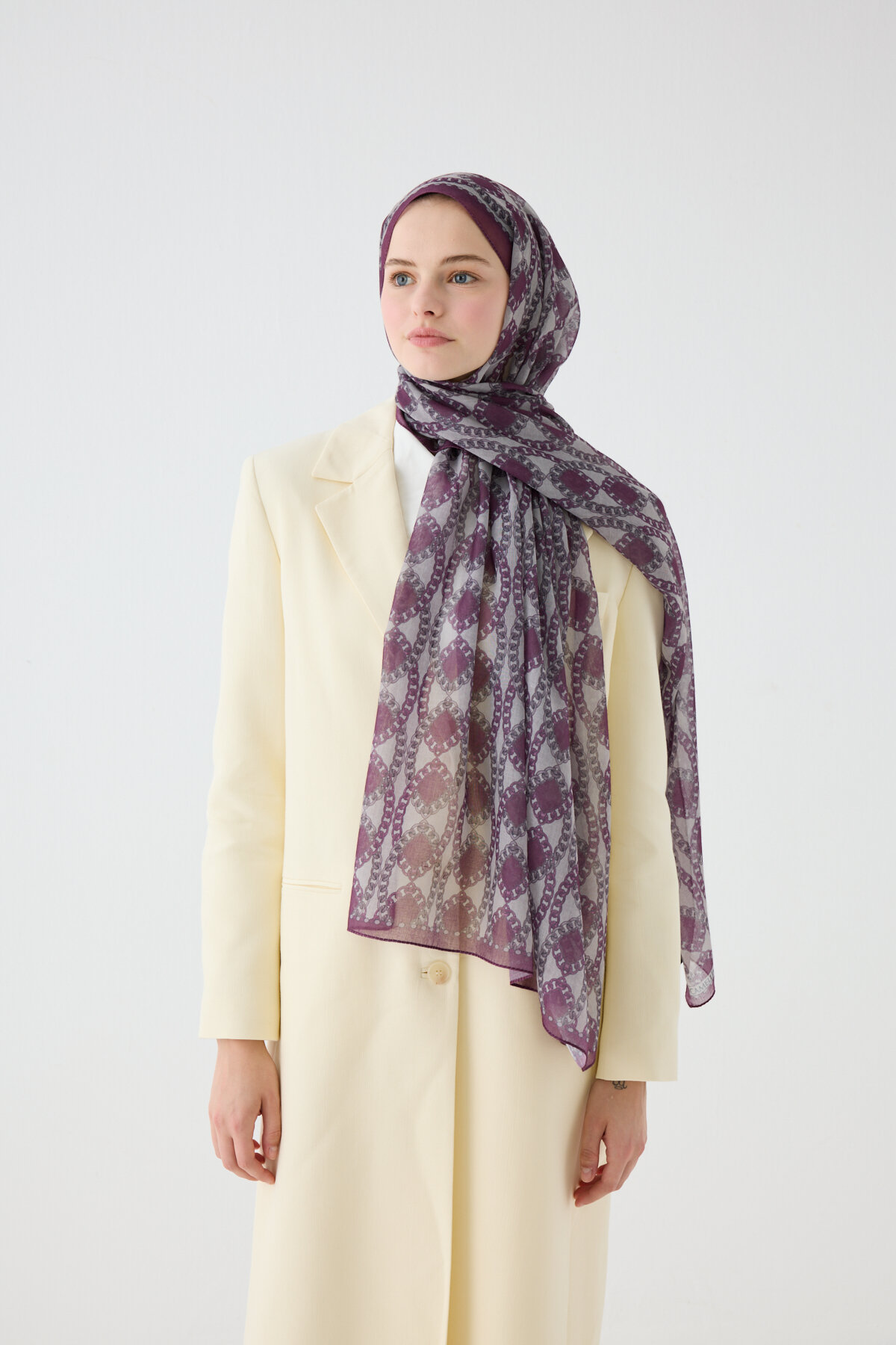 Prag Soft Pamuk Şal - Mor - Camellia Scarfs
