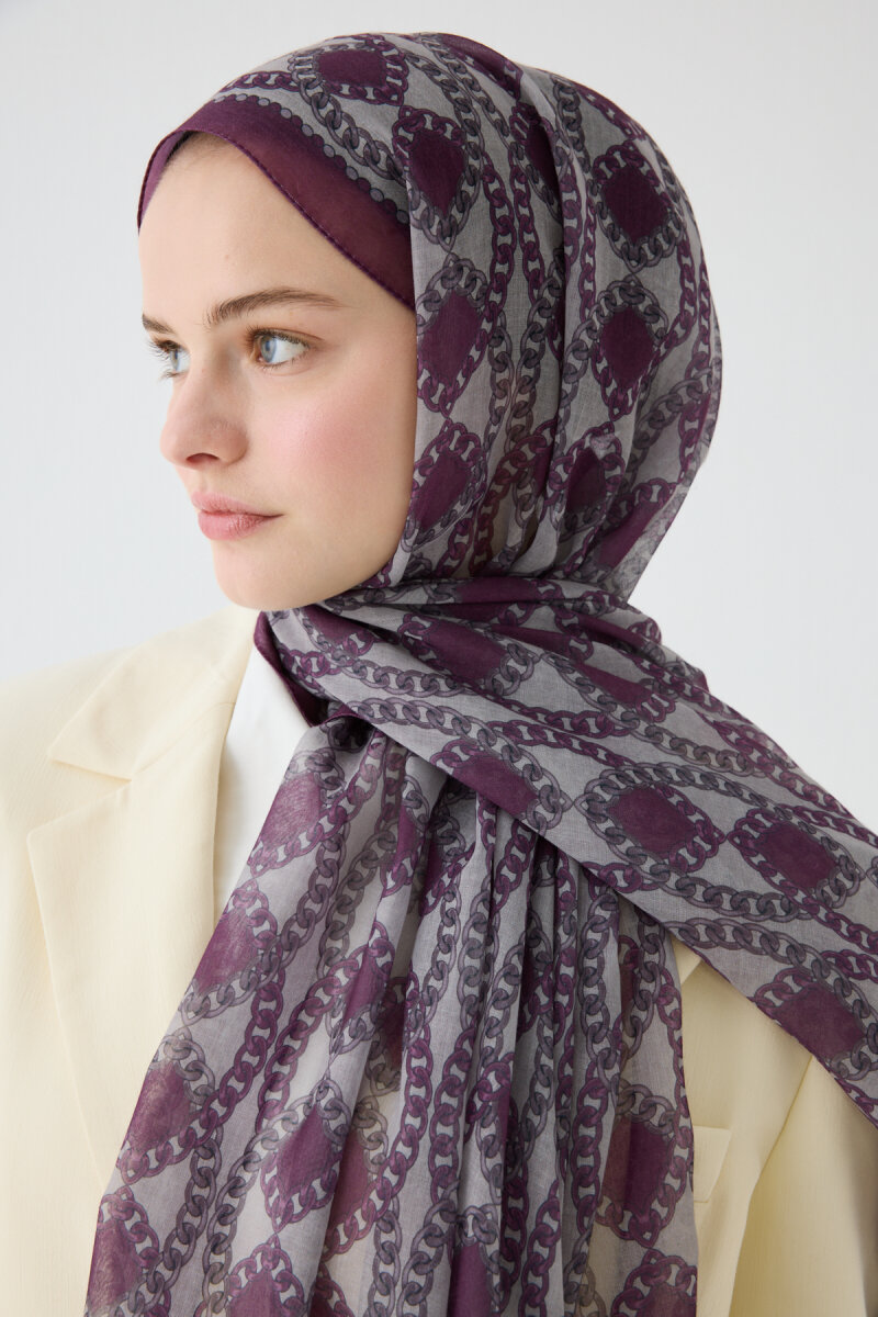 Prag Soft Pamuk Şal - Mor - 4