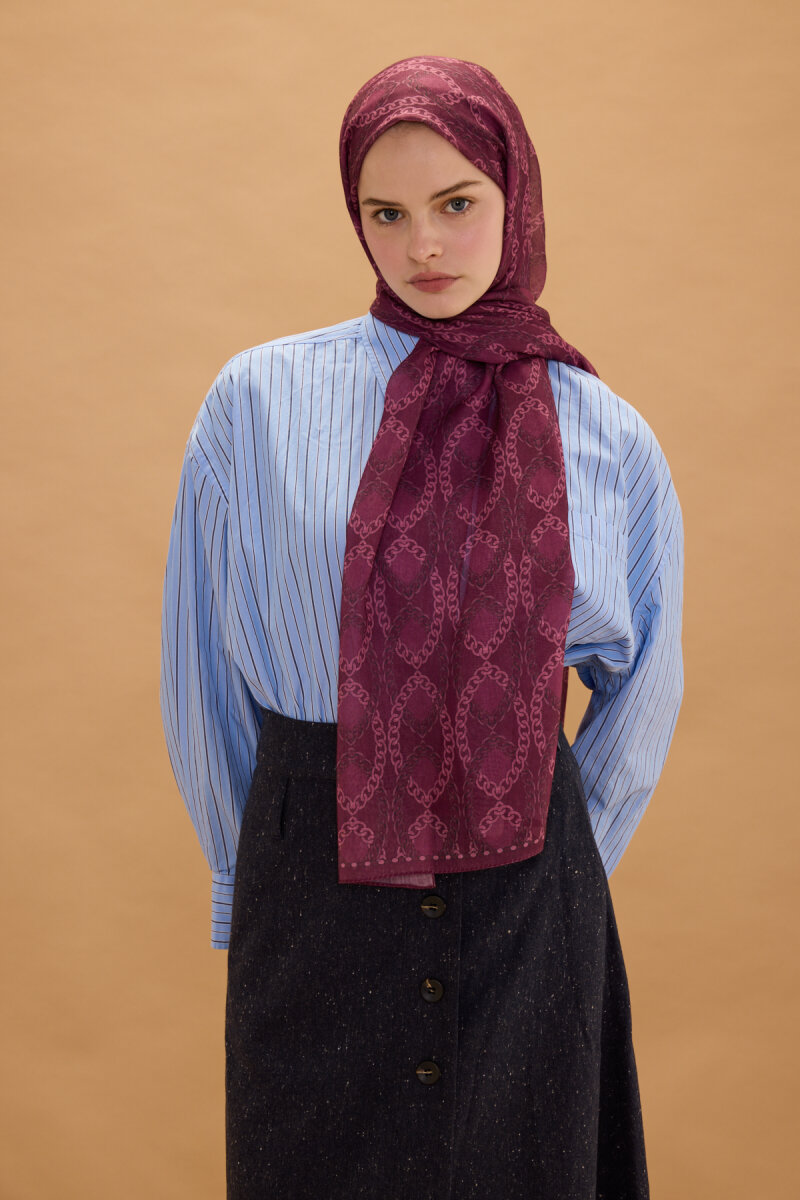 Prag Soft Pamuk Şal - Mürdüm - 2