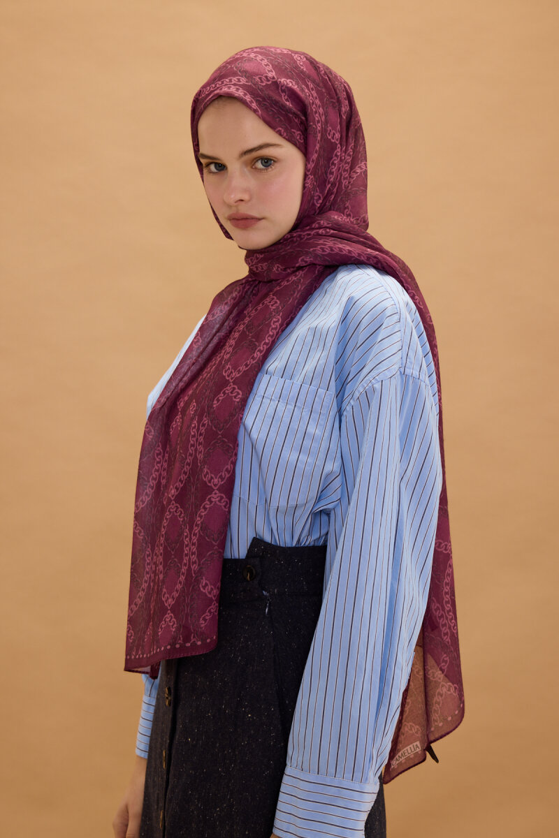 Prag Soft Pamuk Şal - Mürdüm - 3