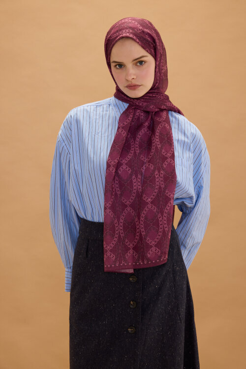 Prag Soft Pamuk Şal - Mürdüm - Camellia Scarfs (1)