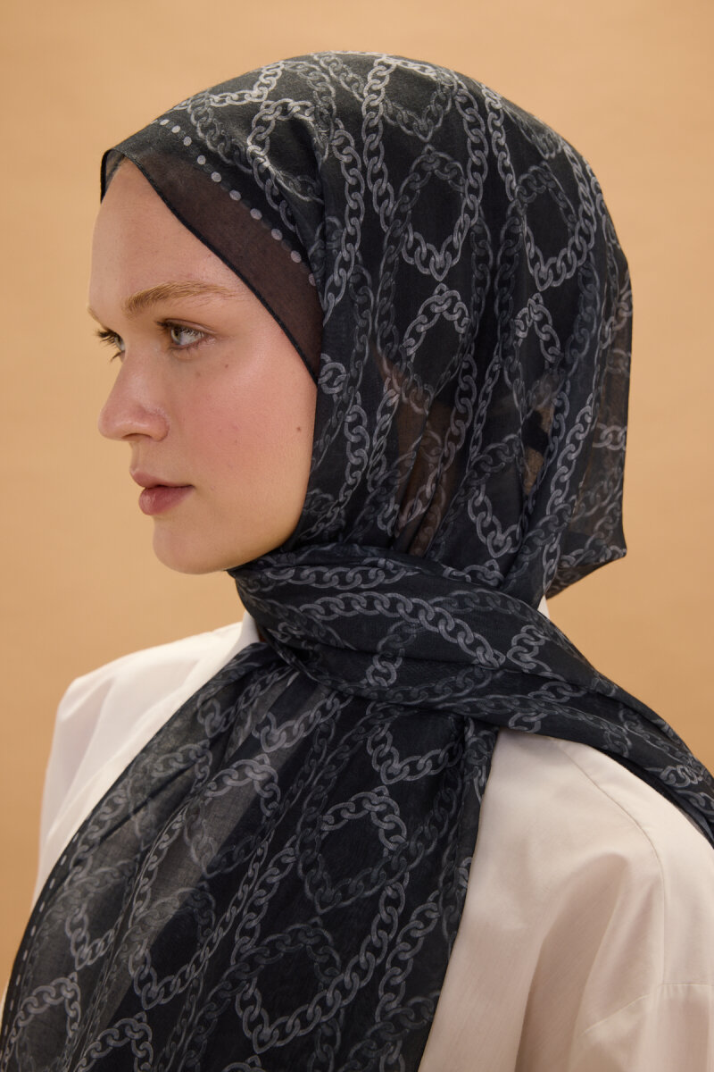 Prag Soft Pamuk Şal - Siyah - 4
