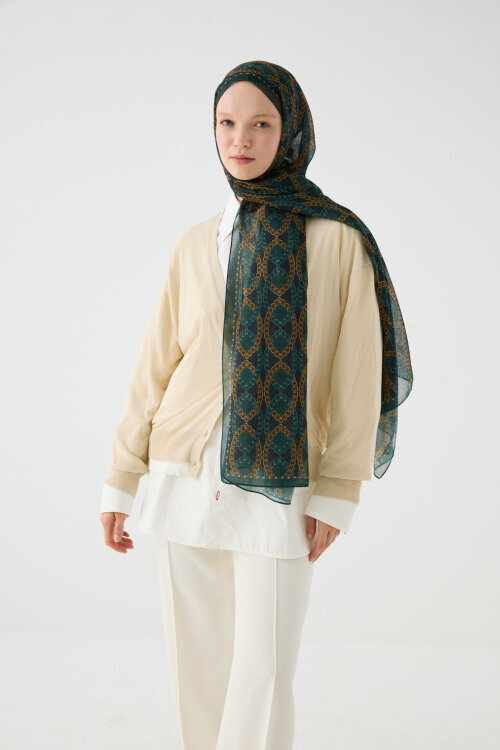 Prag Soft Pamuk Şal - Zümrüt Yeşili - Camellia Scarfs