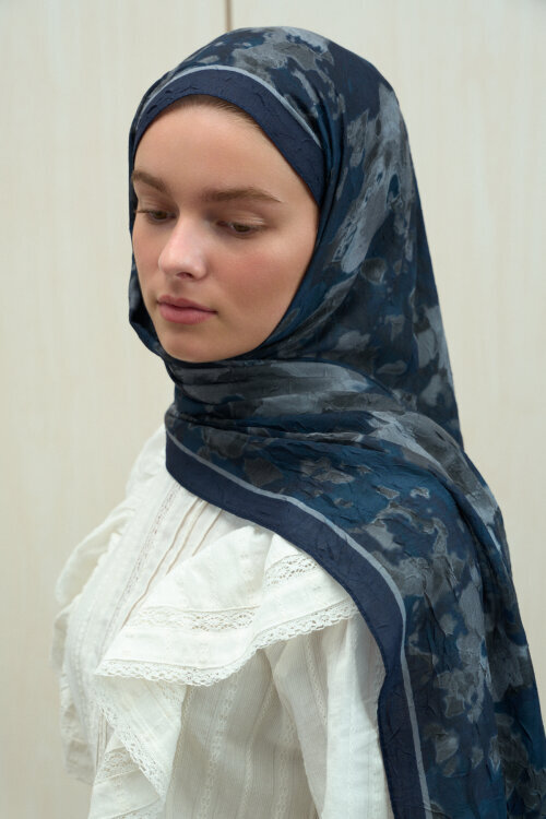 Pretty Kraş Şal - Lacivert-Gri - Camellia Scarfs (1)